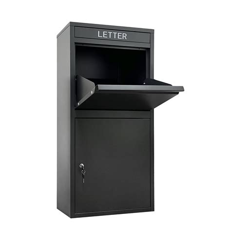 bottom metal drop box|metal parcel delivery box.